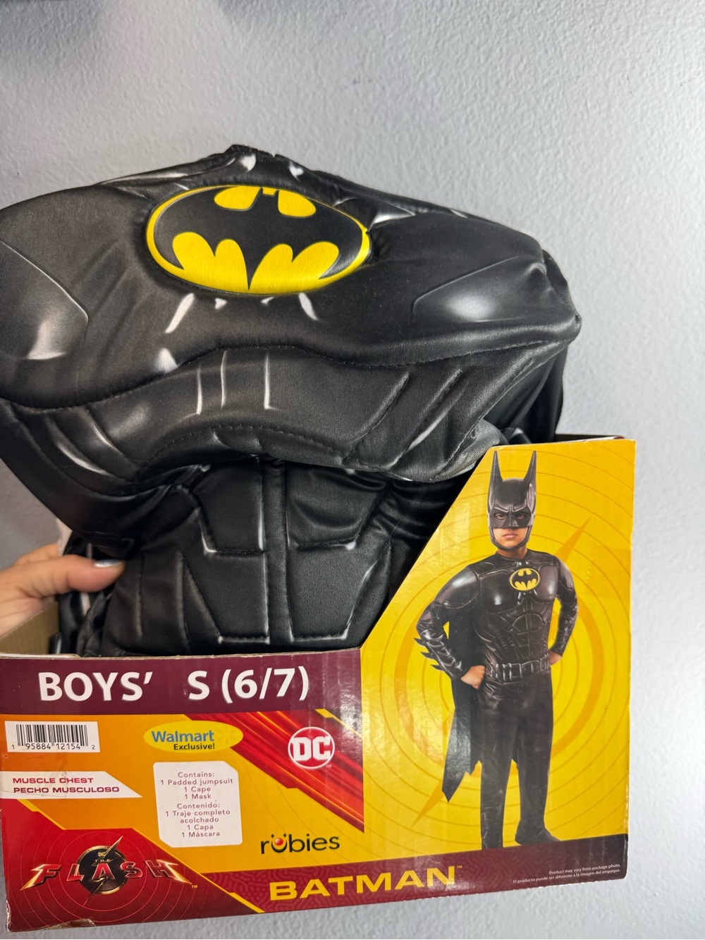 DC Batman Boys' Black and Yellow Muscle Chest Costume